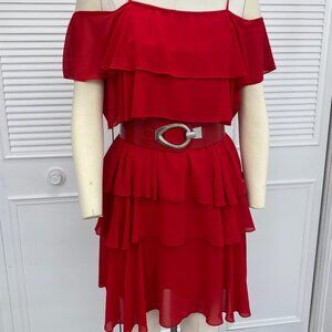 Dance Vintage Nanette Red Sz M Tiered Dress Special Events Valentines Christmas